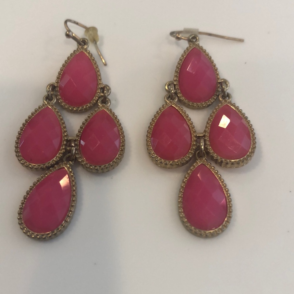 Pink and Gold Chandelier Earrings